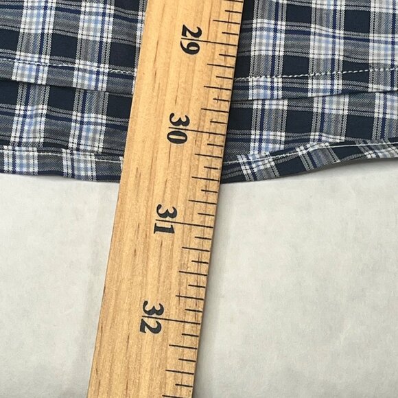 Michael Kors Mens Tailored Fit Blue Dark Plaid Long Sleeve Shirt Size Large - Picture 5 of 7